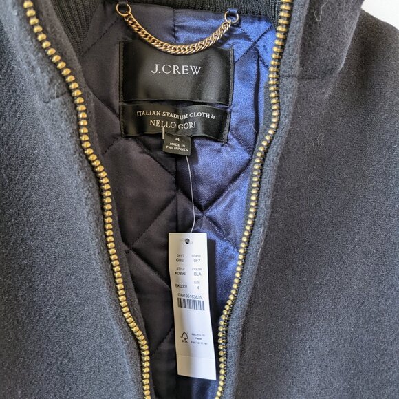 J. Crew Black Lodge Coat in Italian stadium-cloth wool, size 4 and NWT - Picture 6 of 11